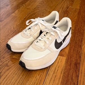Nike Beige White Black Swoosh Retro Trainer Sneakers